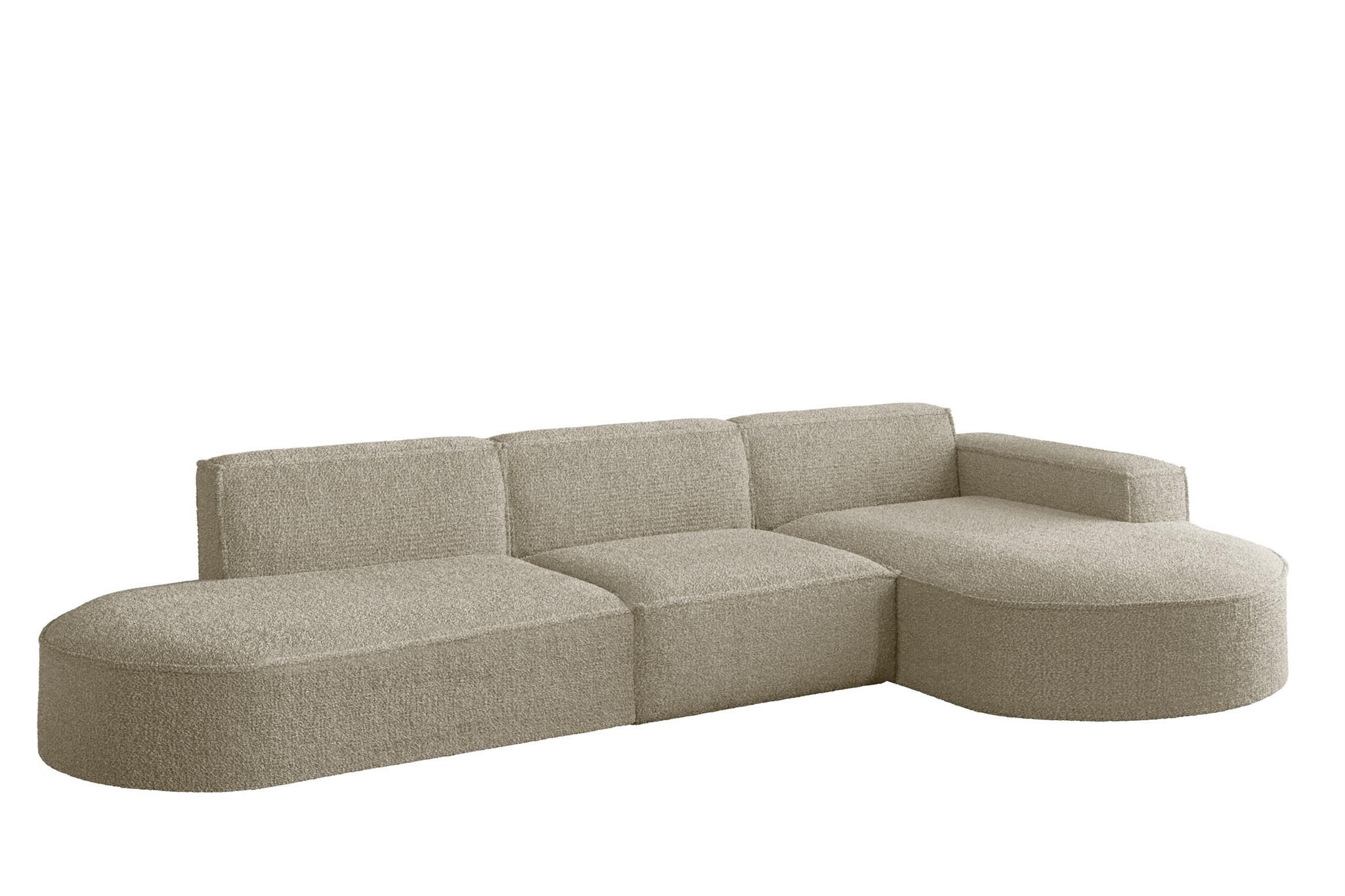 ECKSOFA Ottomane Palma Ascot Bukla - Champagner, Holzwerkstoff/Textil (296/165cm) - Fun Möbel