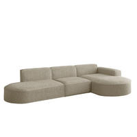 ECKSOFA Ottomane Palma Ascot Bukla - Champagner, Holzwerkstoff/Textil (296/165cm) - Fun Möbel