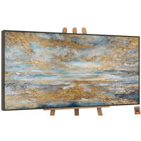 GEMÄLDE Goldene Bucht Schattenfugenrahmen Grau 200x100 cm - Grau, Holz (200/100cm) - YS-art gallery