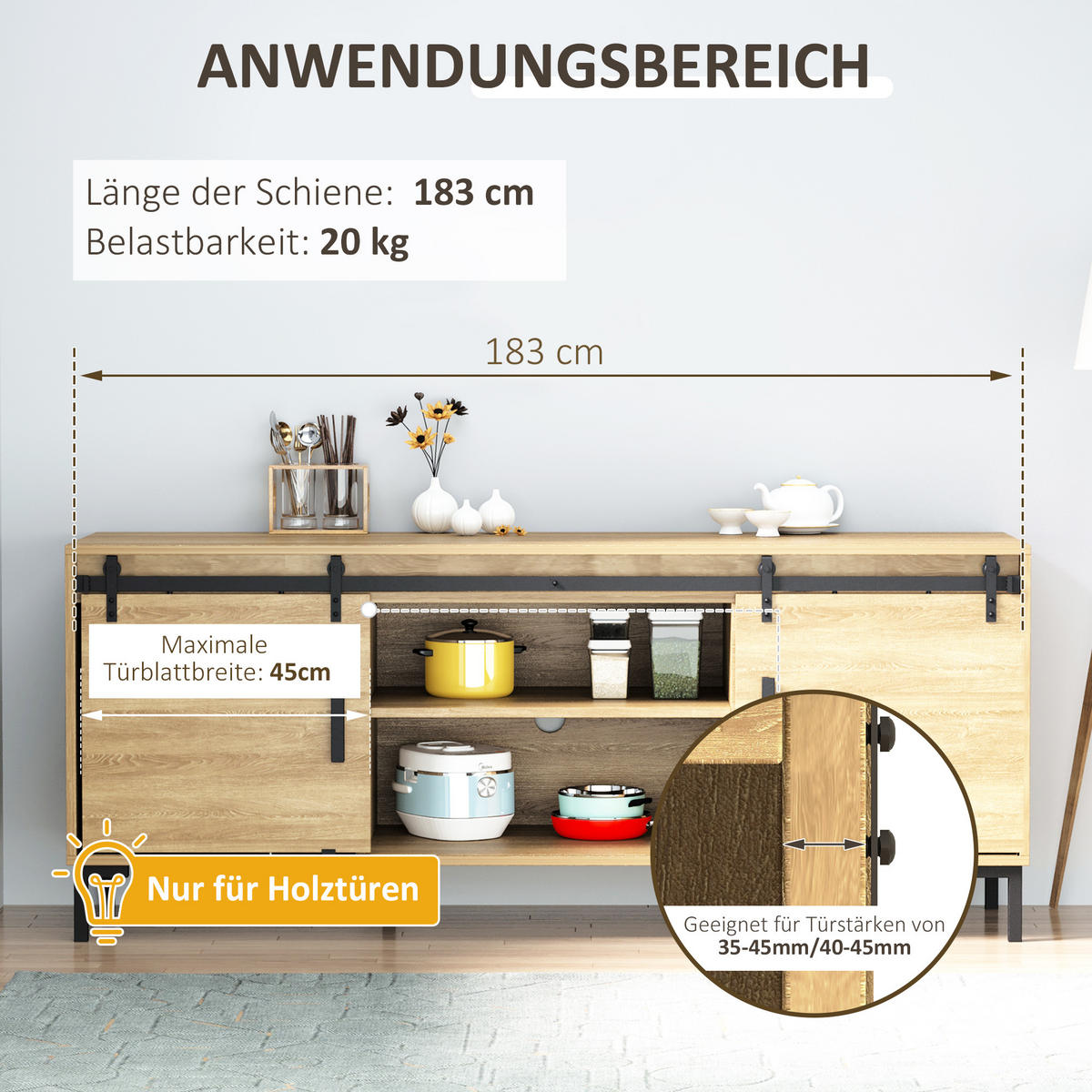 SCHIEBETÜRSYSTEM - Schwarz, Metall (0.6/18/183cm) - HOMCOM