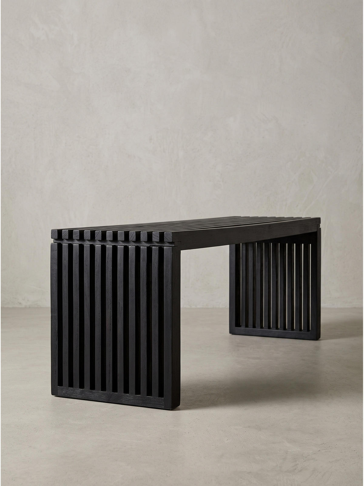 SITZBANK PALLANZA, Akazie Massivholz, Schwarz, 120 x 35 x 45 cm - Schwarz, Holz (120/45/35cm) - KADIMA DESIGN