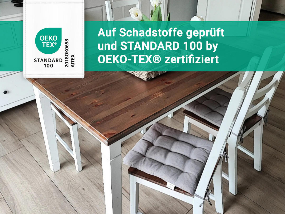 STUHLKISSEN, 4er-Set, 40x40 cm, 100% Polyester, Grau - Grau, Textil (40/40/3cm) - Zollner
