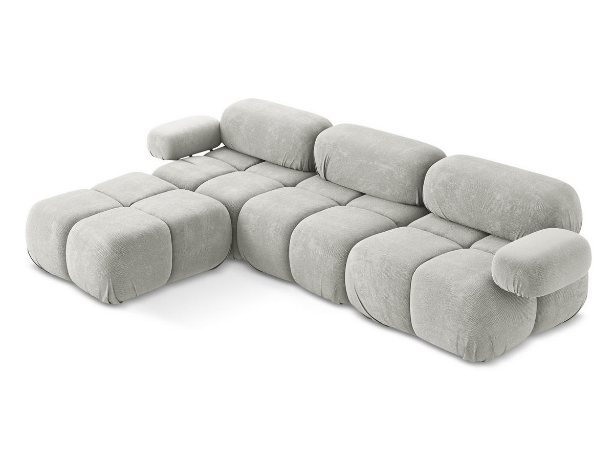 ECKSOFA Beidseitig Chenille Stoff Grau - Hellgrau/Schwarz, Kunststoff/Textil (285/191cm) - Makamii