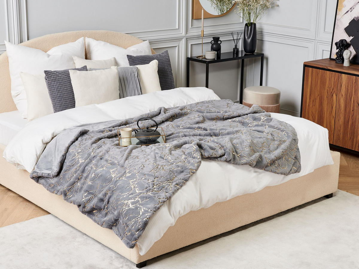 DECKE Grau Godavari 130/180 cm - Grau, Textil (130/180cm) - Beliani