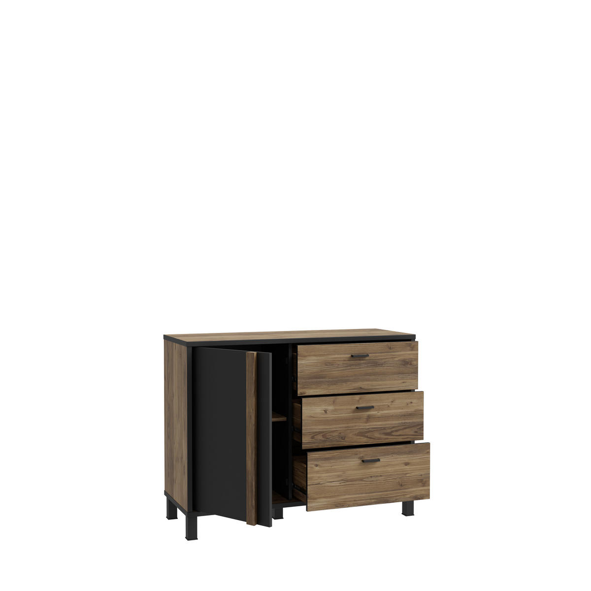 JUGENDZIMMER Oriental Tree Gamingzimmer in Bartex Eiche und Schwarz 7 teilig mit Gamingtisch - Braun, Holzwerkstoff (120/200/80cm)