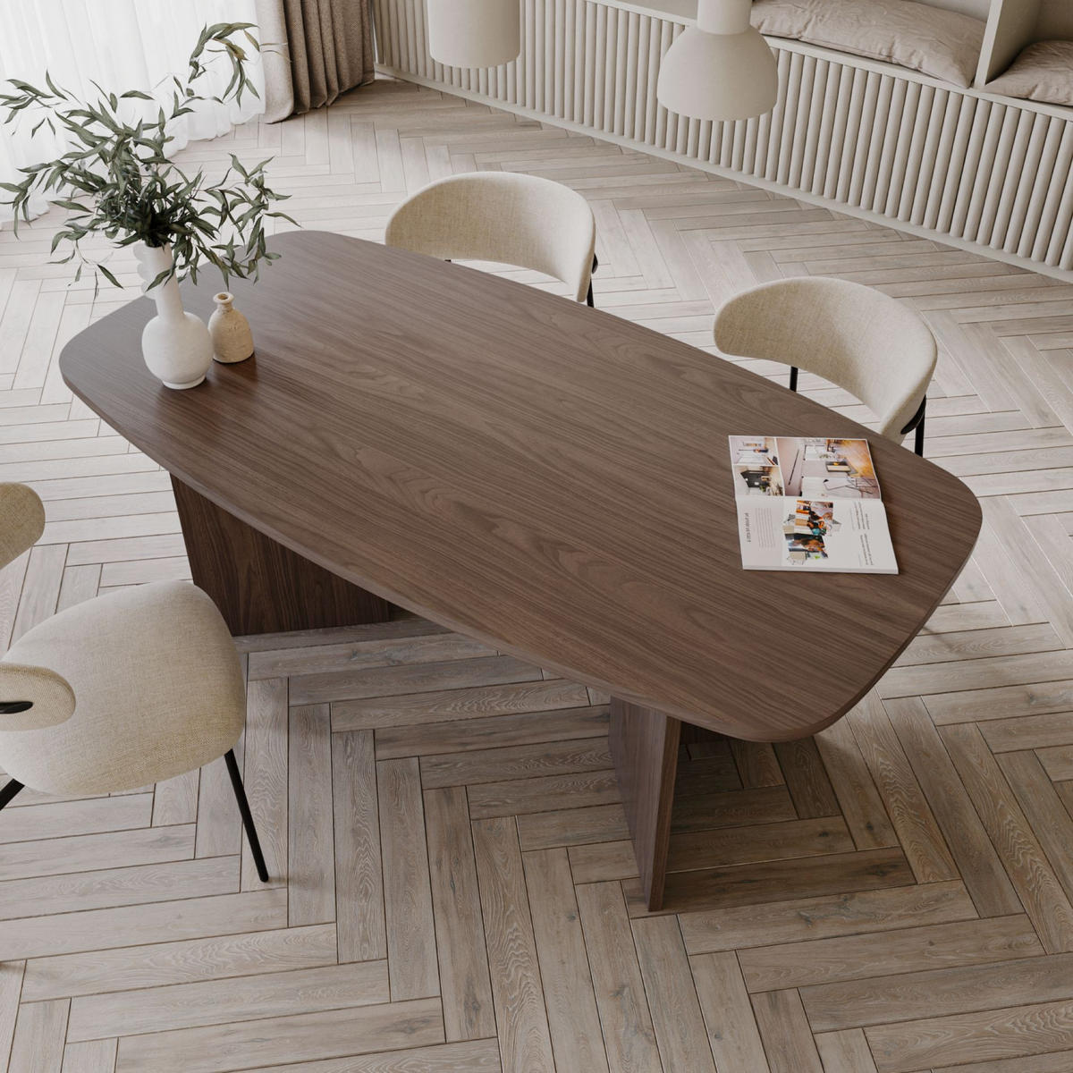 ESSTISCH PIANO Holzoptik Nussbaum Wisconsin 190x100 cm - Nussbaumfarben, Holzwerkstoff (100/190/74.5cm) - Selsey