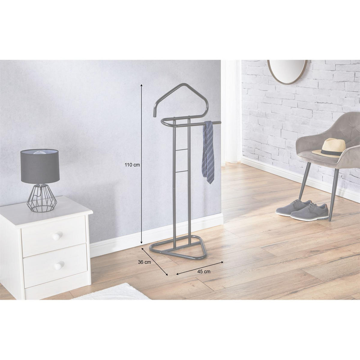 HERRENDIENER CAMILO - Schwarz, Metall (45/107/36cm) - IDIMEX