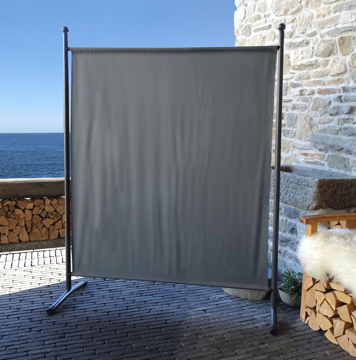 PARAVENT 1-tlg. 150x190 cm Grau - Grau, Metall (150/190cm) - QUICK STAR