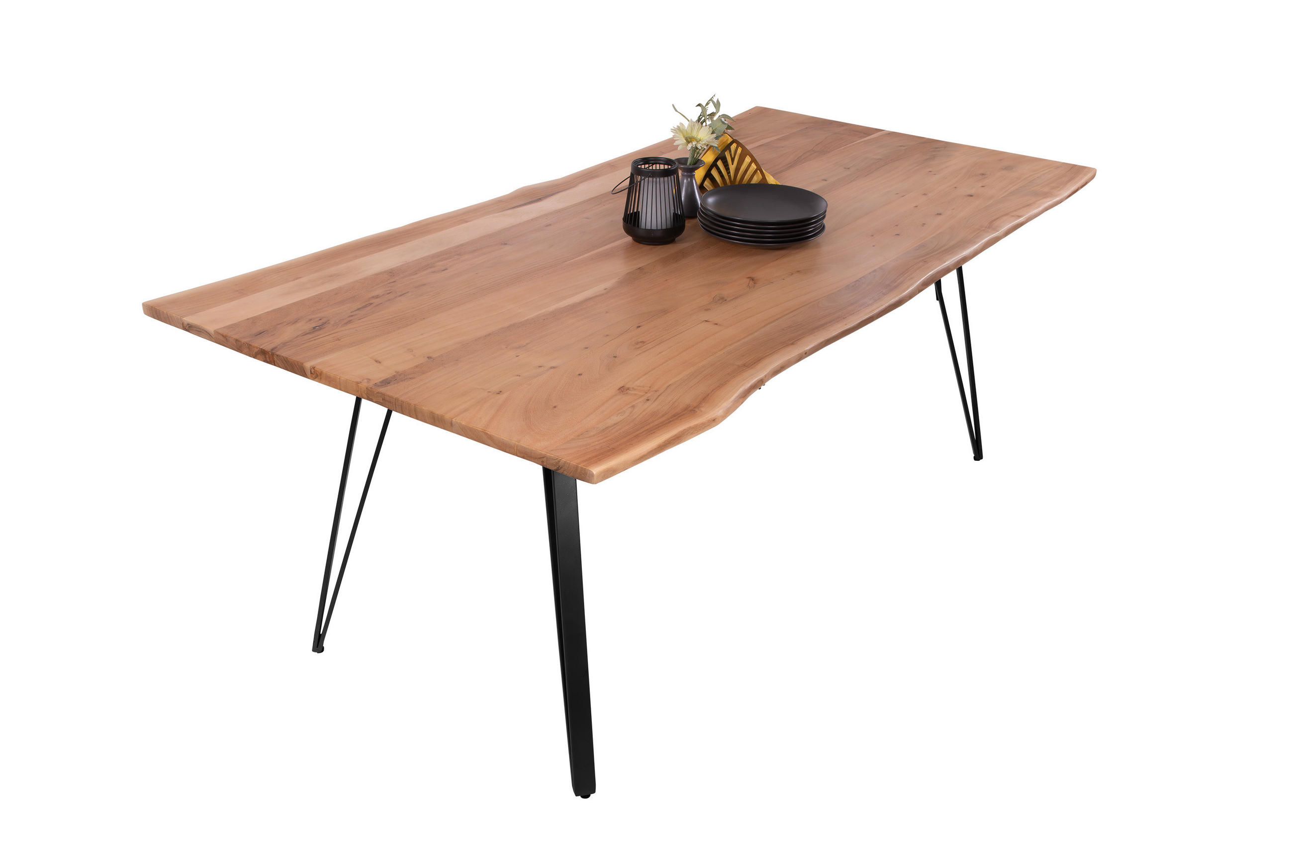 ESSTISCH CELIA - Beige/Schwarz, Holz/Metall (100/220/77cm) - SAM
