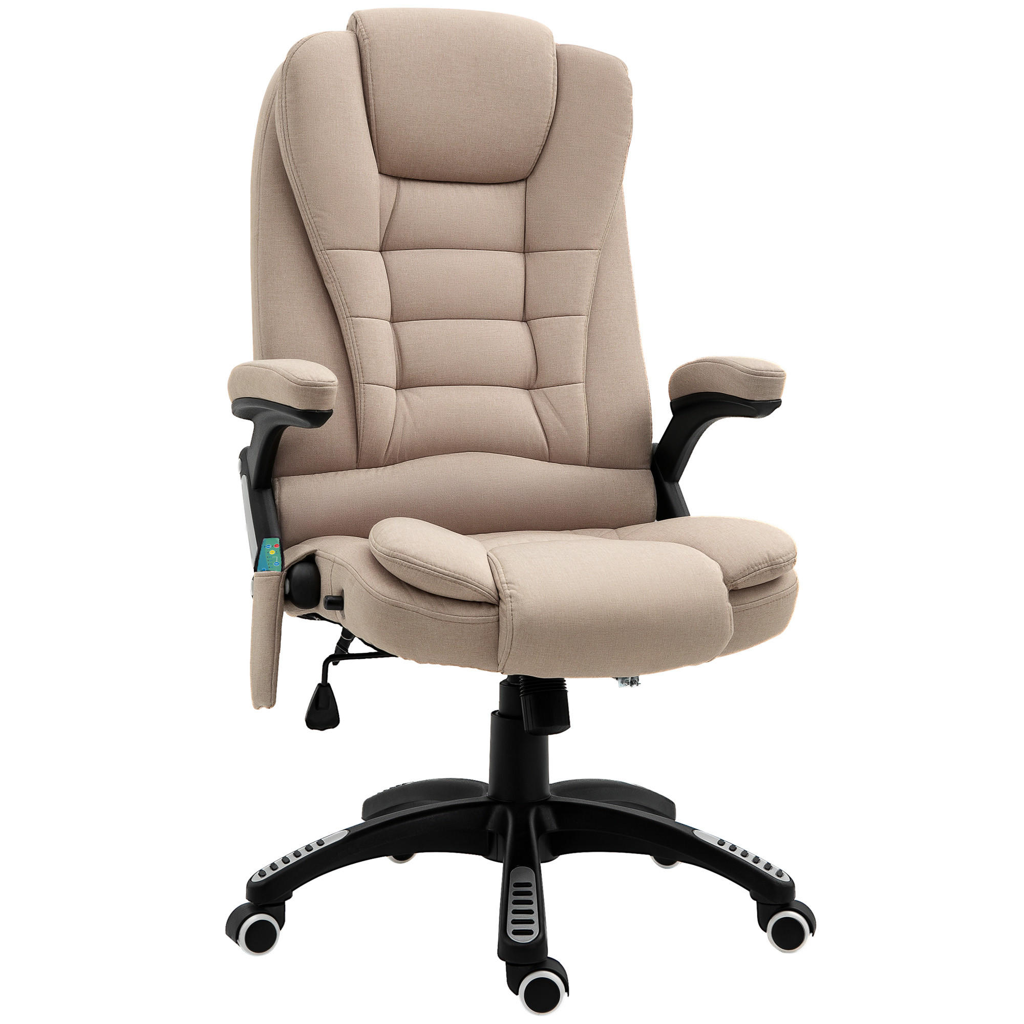BÜROSTUHL mit Vibrationsmassage, Ergonomisch Schreibtischstuhl Höhenverstellbar - Schwarz/Braun, Kunststoff/Textil (74/116/67cm) - Vinsetto