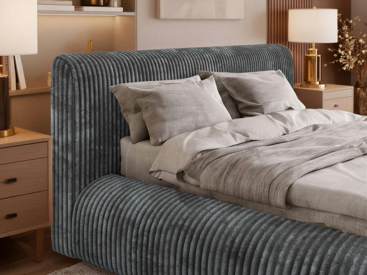 POLSTERBETT TILBEA CLASSIC 160/200 - Grau Cordstoff - ohne Matratze - Grau, Textil (160/200cm) - MKS