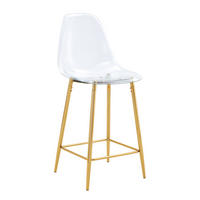 BARHOCKER Transparent mit goldfarbenem Metallgestell und Fußstütze - Goldfarben, Kunststoff (45/102/51cm) - MIVRAY