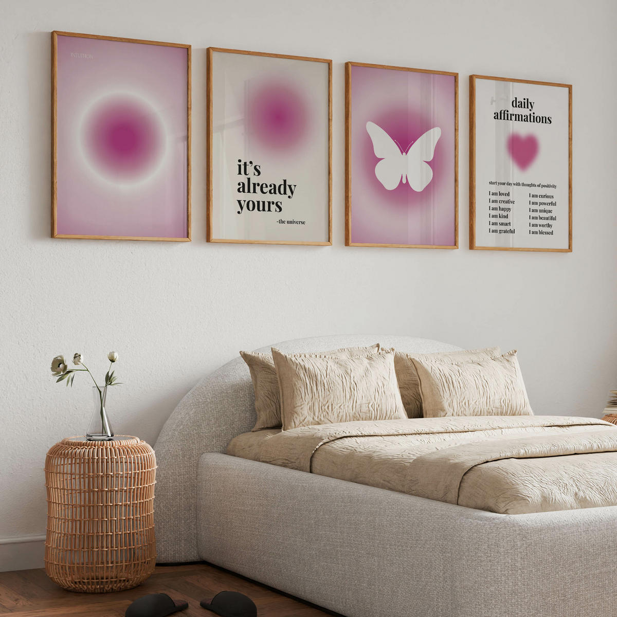PLAKÁT Sada Aura Afirmace Pozitivní Citáty Motýl 4x A4 21x30 cm - různobarevná, papír (21/30/30cm) - Muralo