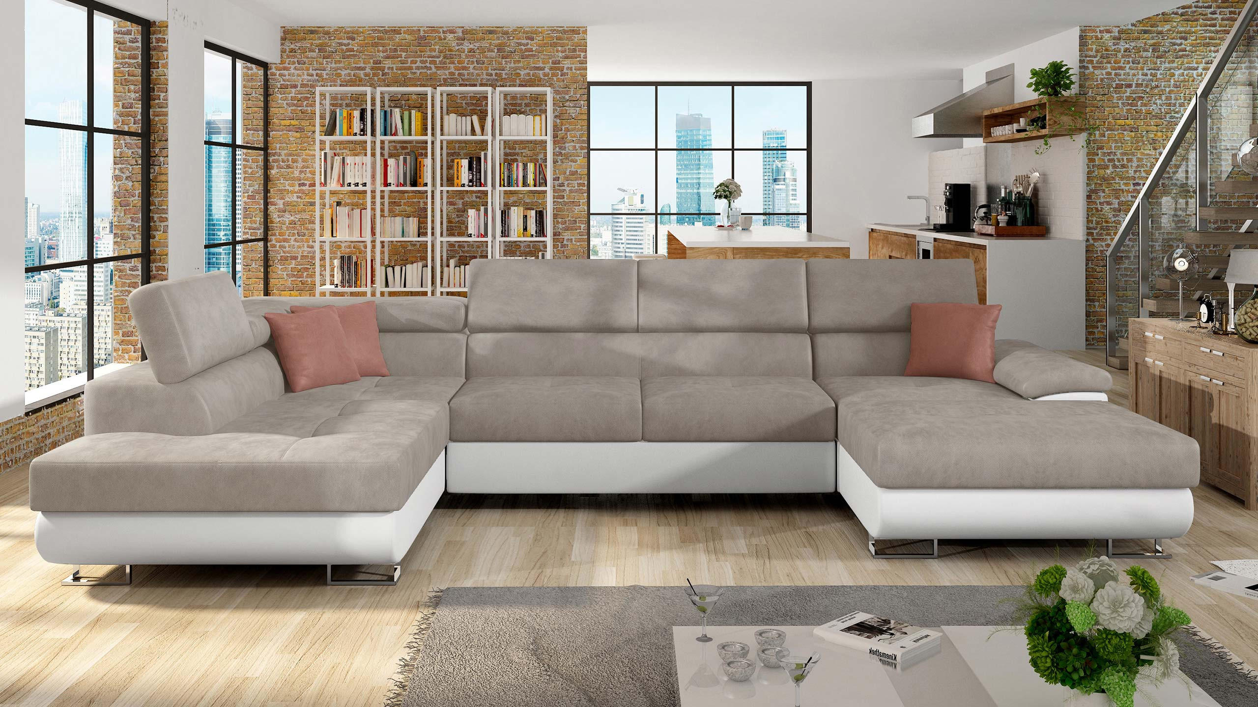 WOHNLANDSCHAFT Cotere Bis, Seite: Links - Beige, Holz (345/91/202cm) - MIRJAN24