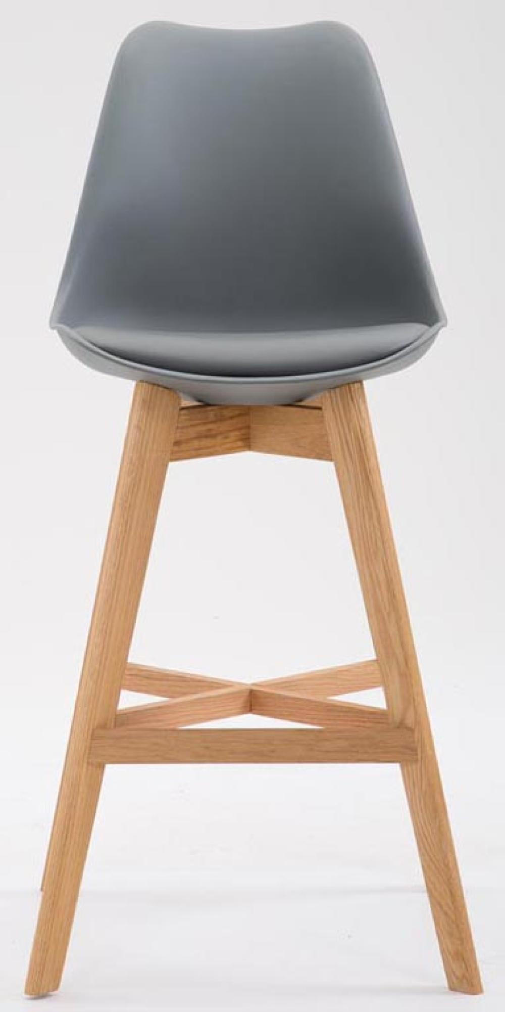 BARHOCKER 2er Set Kunststoff grau - Eukalyptusholzfarben/Grau, Holz/Kunststoff (48/112/56cm) - CLP