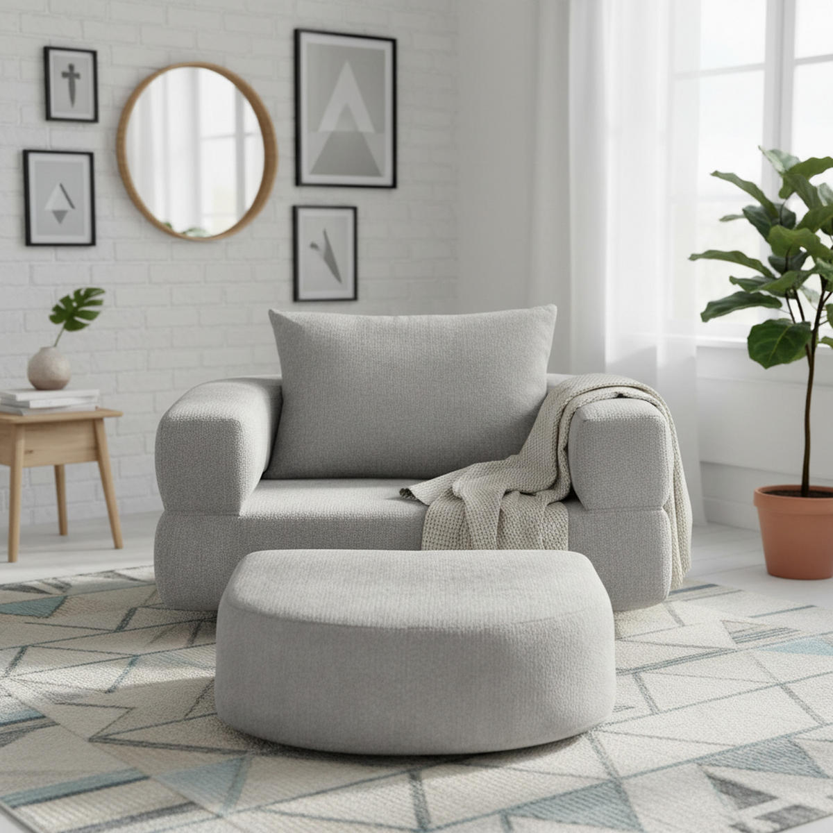 SCHLAFSESSEL in Chenille-Optik - Grau, Textil (101/41/90cm) - Urban Meuble