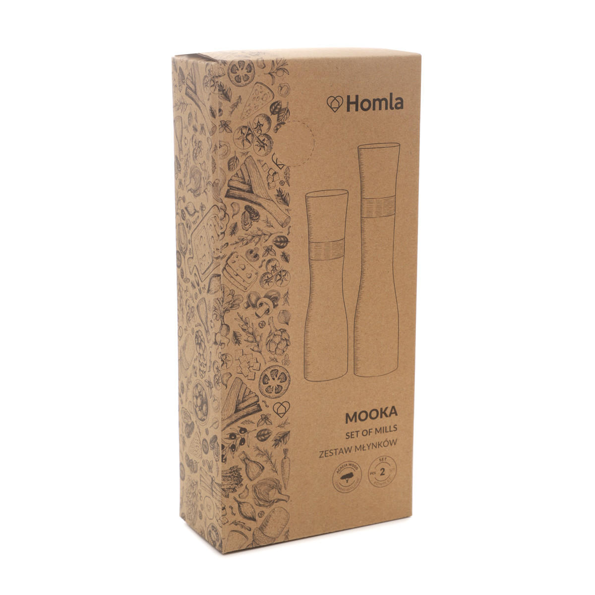 GEWÜRZMÜHLE Mooka 20 cm i 25 cm 2er-Set - Naturfarben, Holz (7/25/7cm) - Homla