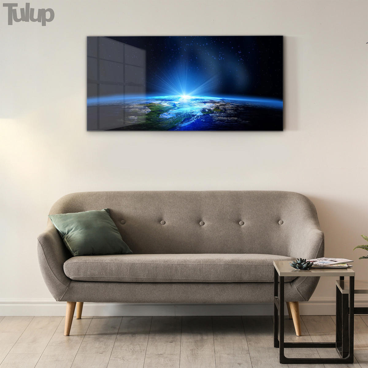 GLASBILD 140x70 cm Erde Universum - Schwarz, Glas (140/70cm) - TULUP