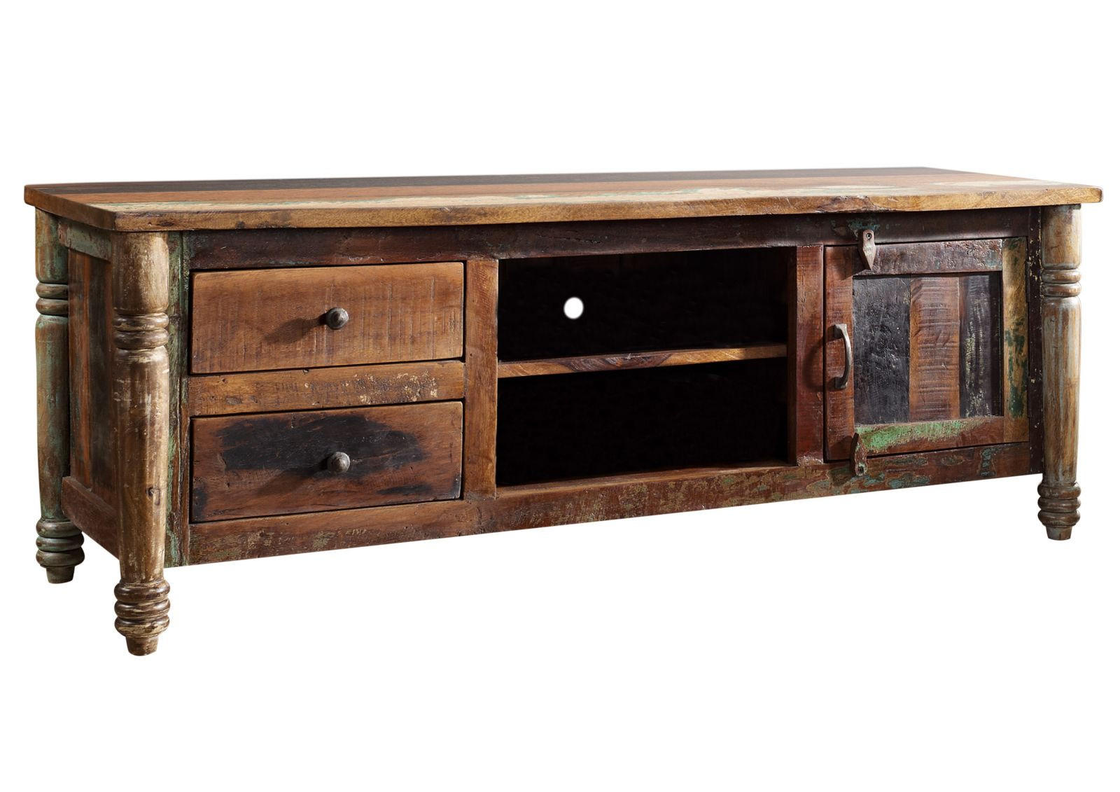 TV-BOARD Altholz 145x50x55 mehrfarbig lackiert FABLE #10 - Multicolor, Holz (145/55/50cm) - Massivmoebel24