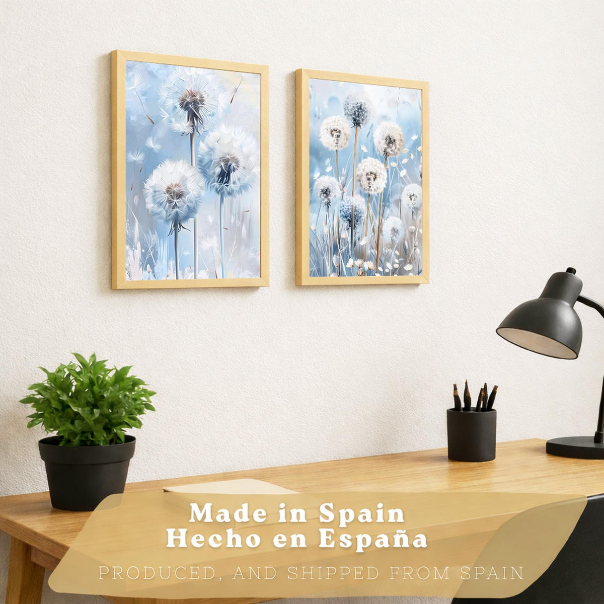 PLAKAT Sada 2 Sweet Blue 2 A4 Lehký dřevěný rám - béžová, papír (29.7/1/21cm) - Nacnic