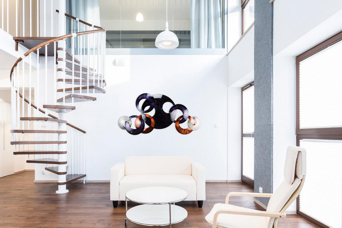 WANDDEKO Kupfer 125/65 cm - Blau/Kupferfarben, Metall (3.42/65/8cm) - KUNSTLOFT