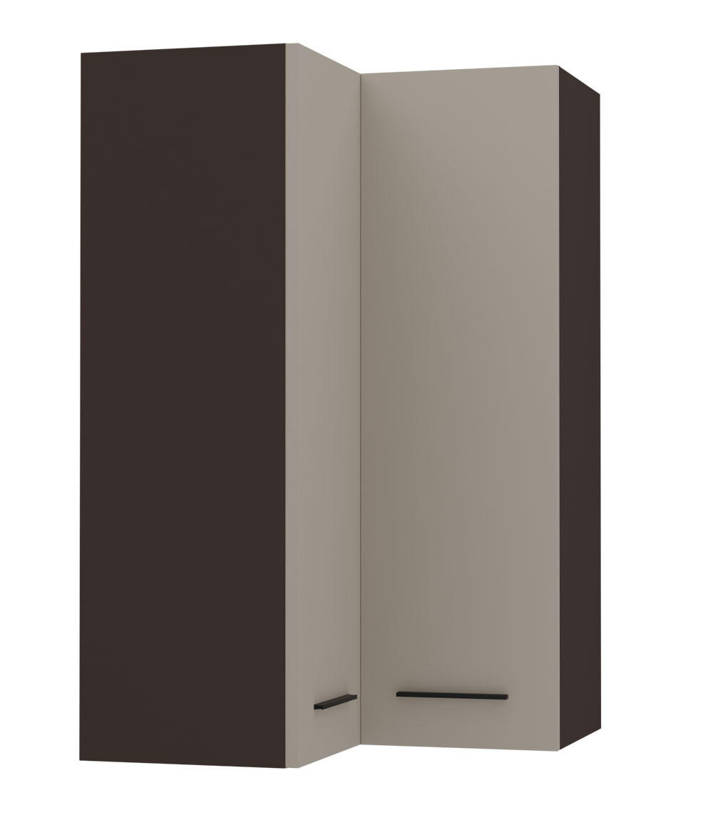 ECKHÄNGESCHRANK Bonn W14/60 lava / kaschmir matt 60 / 60 / 96cm - Kaschmir/Dunkelgrau, Holz/Holzwerkstoff (60/96/60cm) - Feldmann-Wohnen