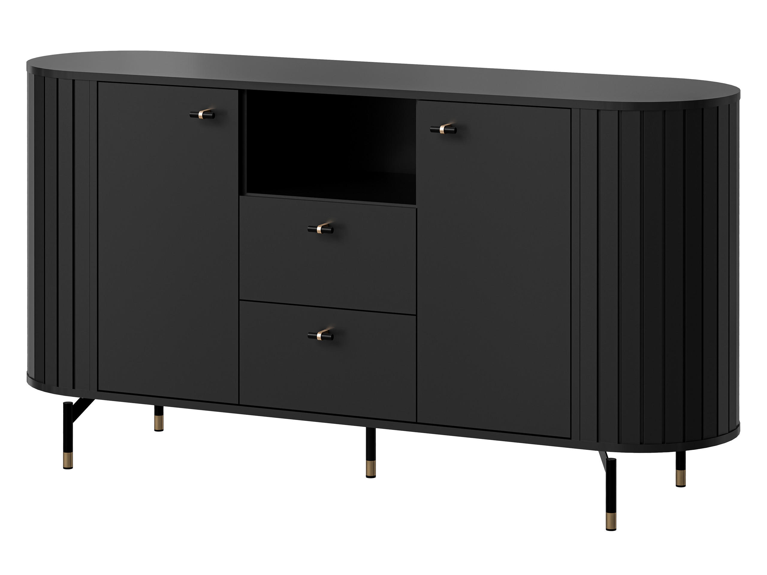 KOMMODE Zante 150 2D2S 02 - Goldfarben/Schwarz, Holzwerkstoff/Metall (151/81/40cm) - MIRJAN24