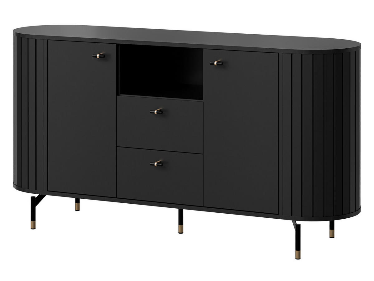 KOMMODE Zante 150 2D2S 02 - Goldfarben/Schwarz, Holzwerkstoff/Metall (151/81/40cm) - MIRJAN24
