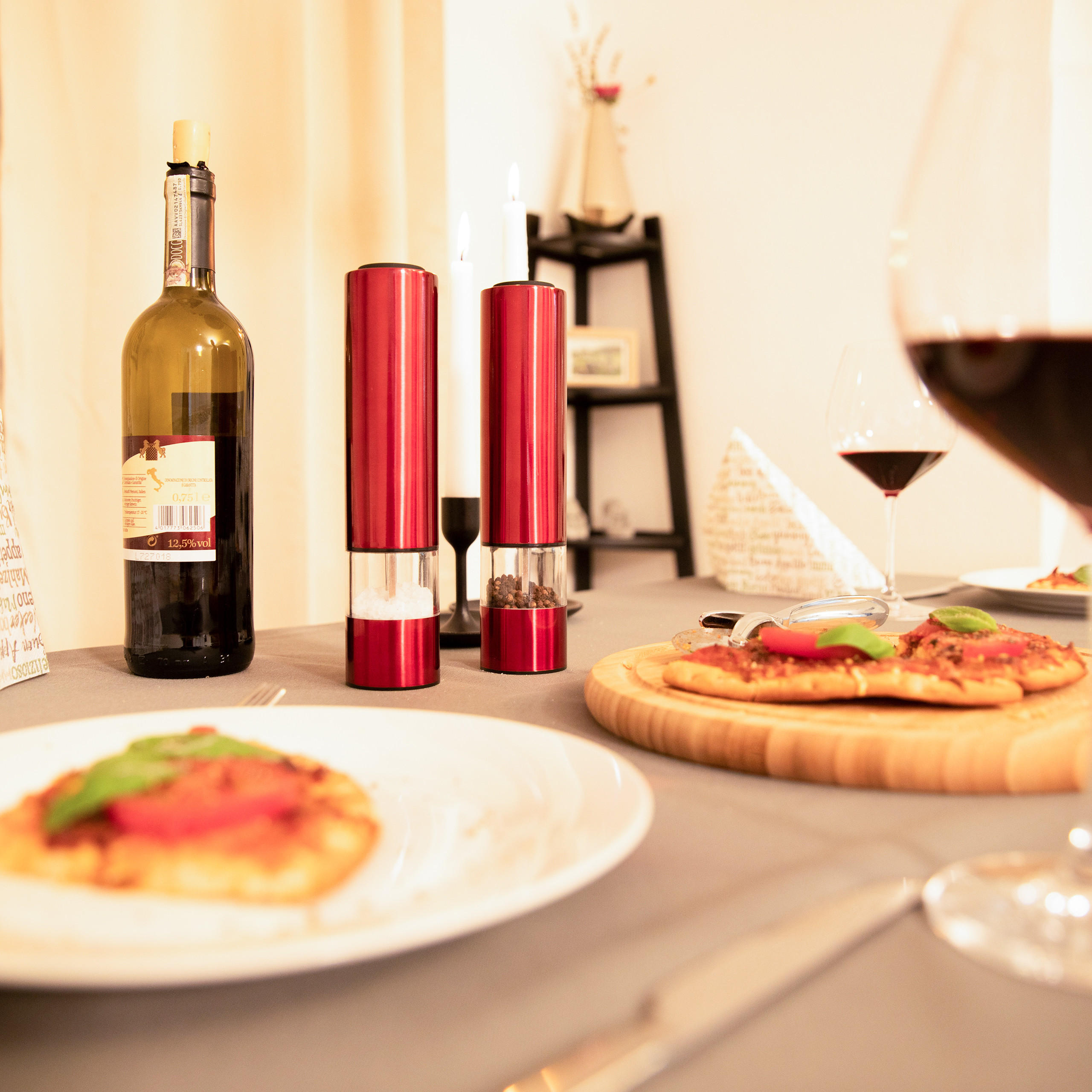 2xPFEFFERMÜHLE - Rot, Keramik/Kunststoff (5/22/5cm) - Relaxdays