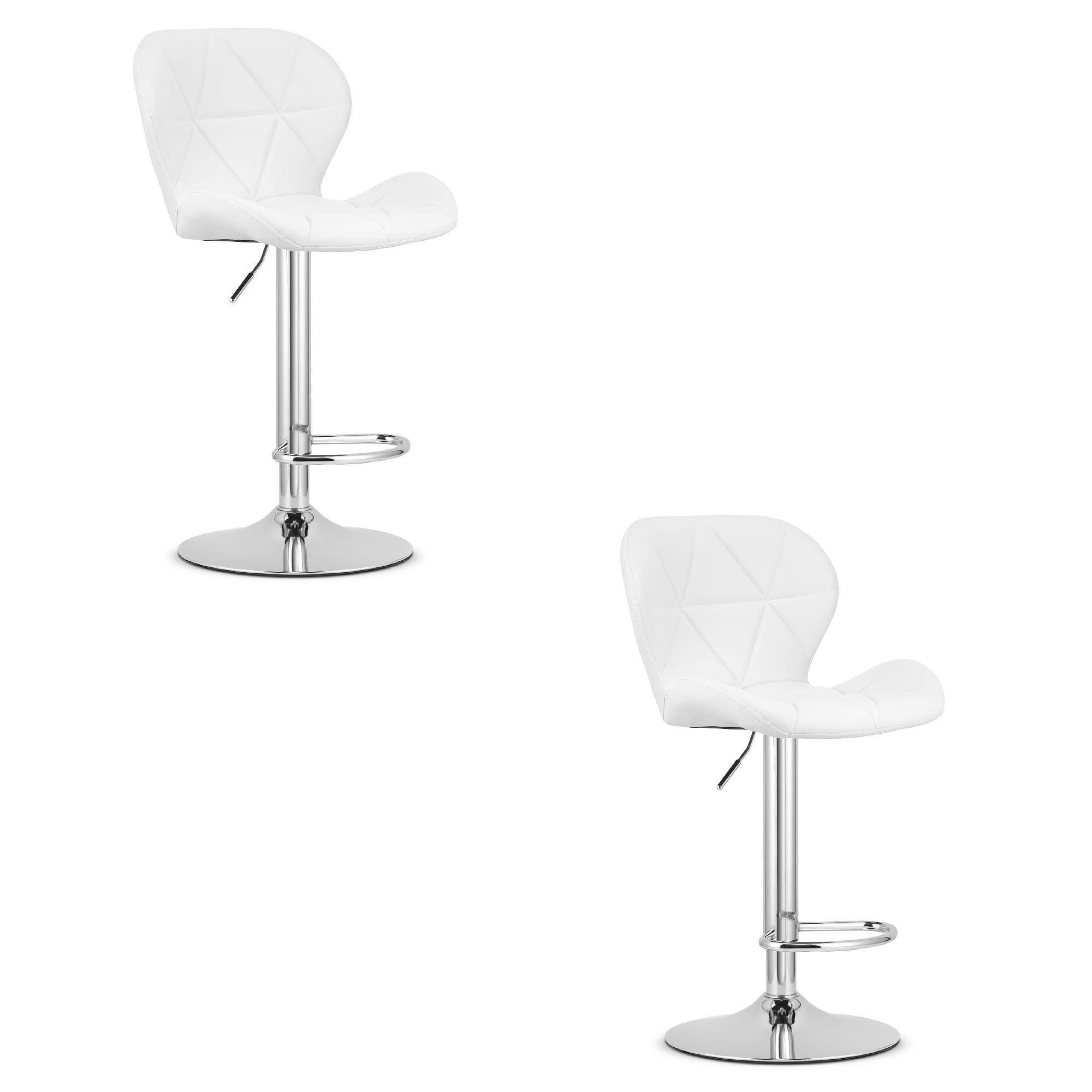 BARHOCKER 2-er Set WEST ECO weißer Sitz, Chrombasis - Weiß, Leder (46/111/48.5cm) - Valora