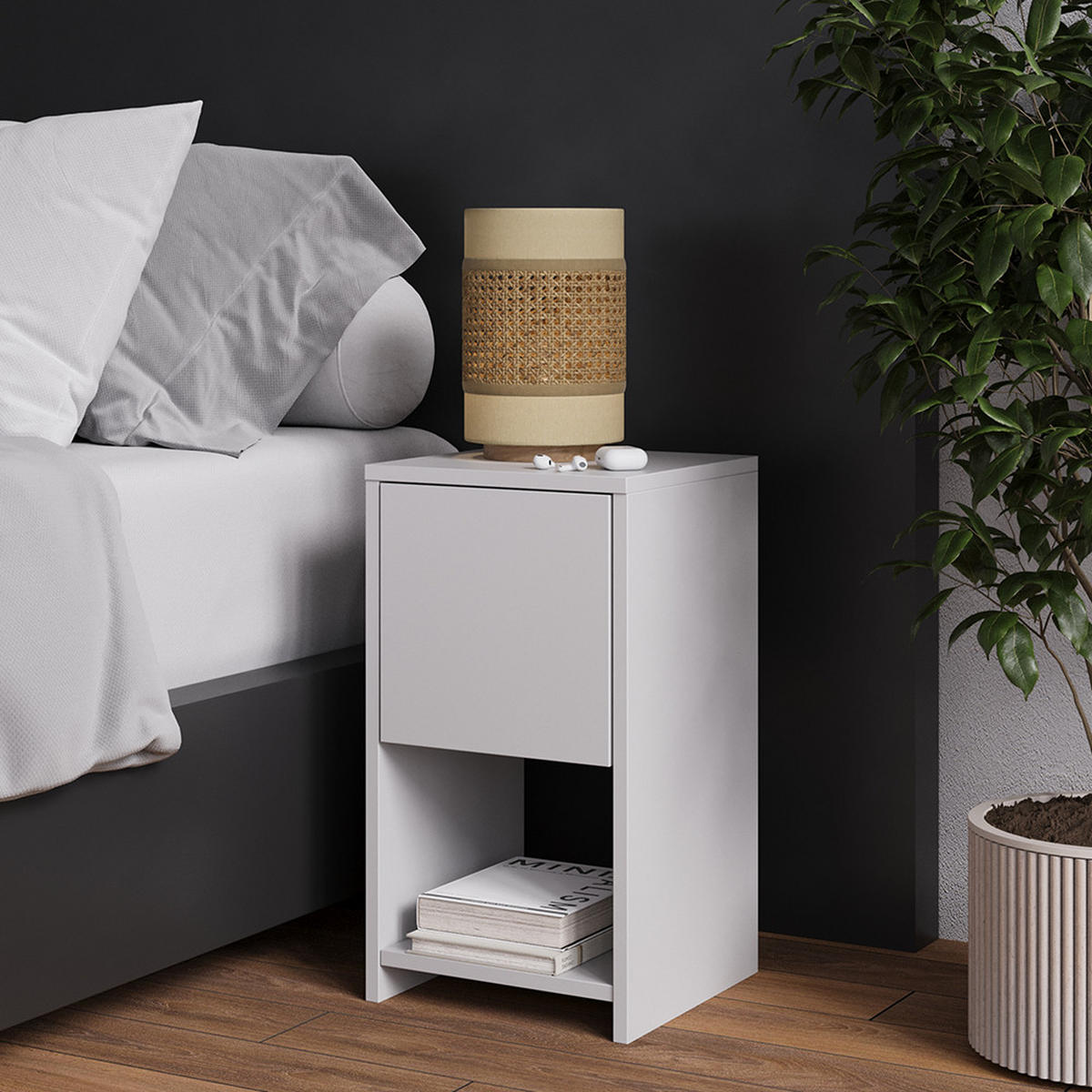 NACHTTISCH Evo Weiß 30 x 55 cm mit Schublade - Weiß, Holzwerkstoff (30/55/30cm) - Vicco