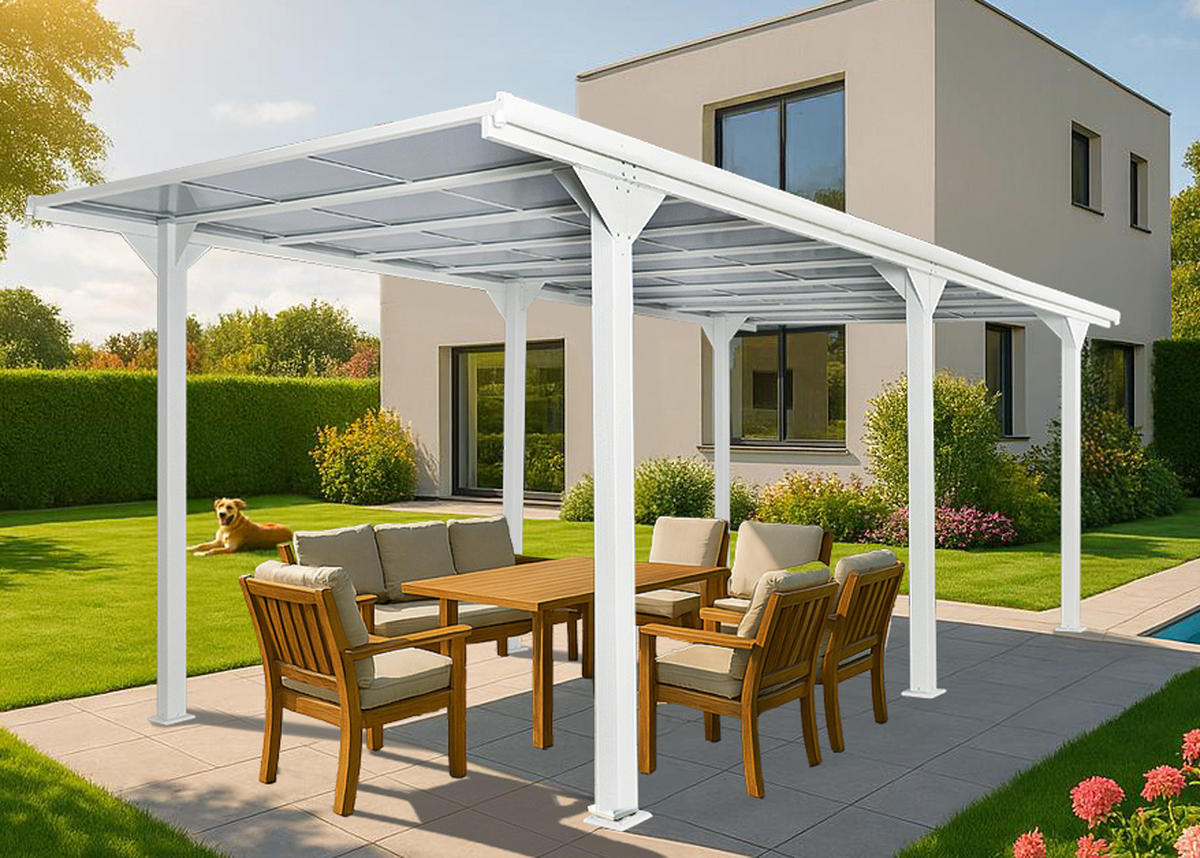 ALU-CARPORT Weiß - Weiß, Metall (604/249/316cm) - MCW