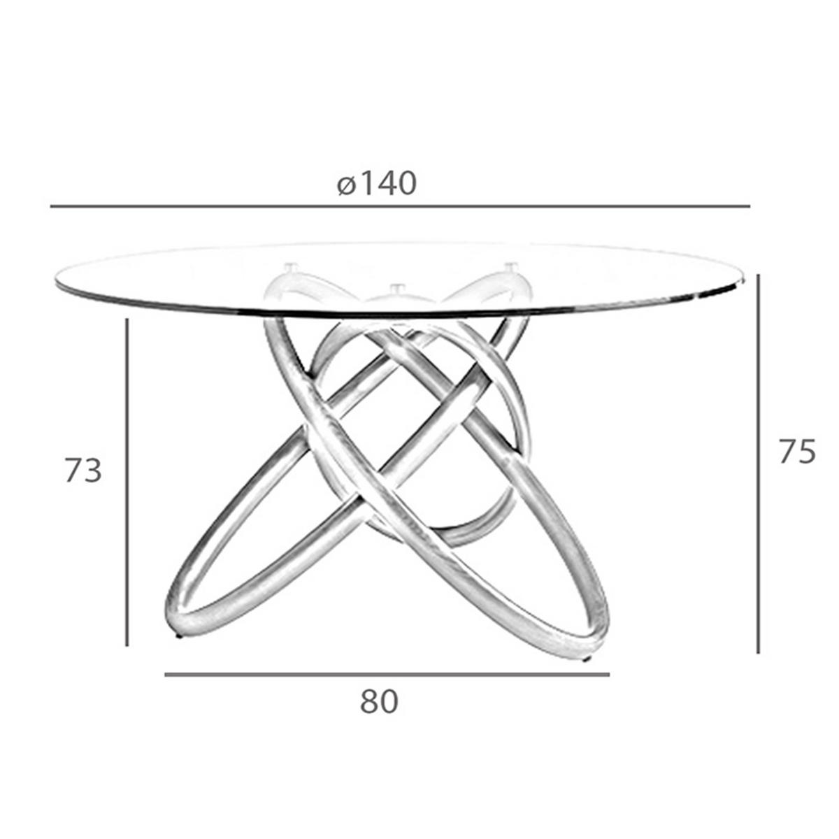 ESSTISCH Rund Glas Walnuss Ø140/75 cm - Transparent/Walnussfarben, Holz (140/140/75cm) - ANGEL CERDA