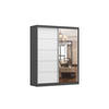 SCHIEBETÜRENSCHRANK - Tess 03 Graphit + Weiß - Graphitfarben/Weiß, Holzwerkstoff/Metall (183/218/61cm) - Möblo