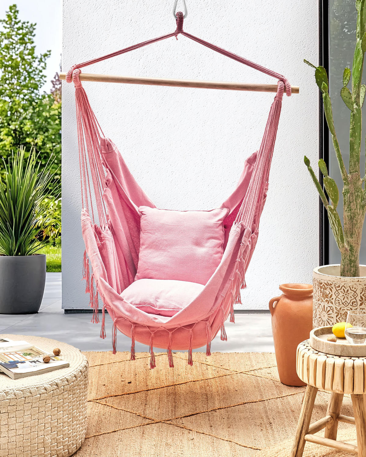 HÄNGESESSEL Rosa Bonea - Pink, Textil (95/125/55cm) - Beliani