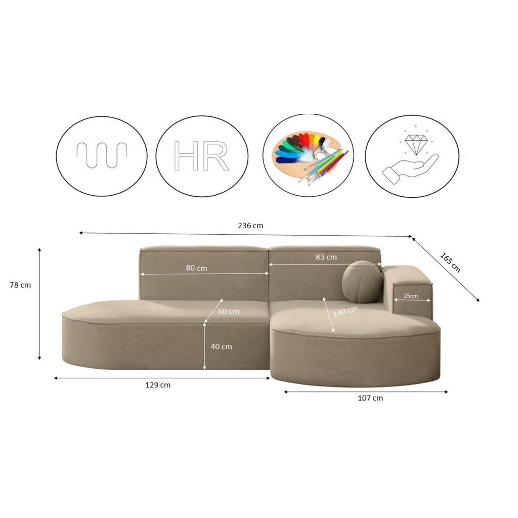 Thumbnail - Kaiser Möbel Gartenecksofa, Beige, Holz, 3-Sitzer, Füllung: Komfortschaum,Komfortschaum, L-Form,L-Form, 236x78x165 cm, L...