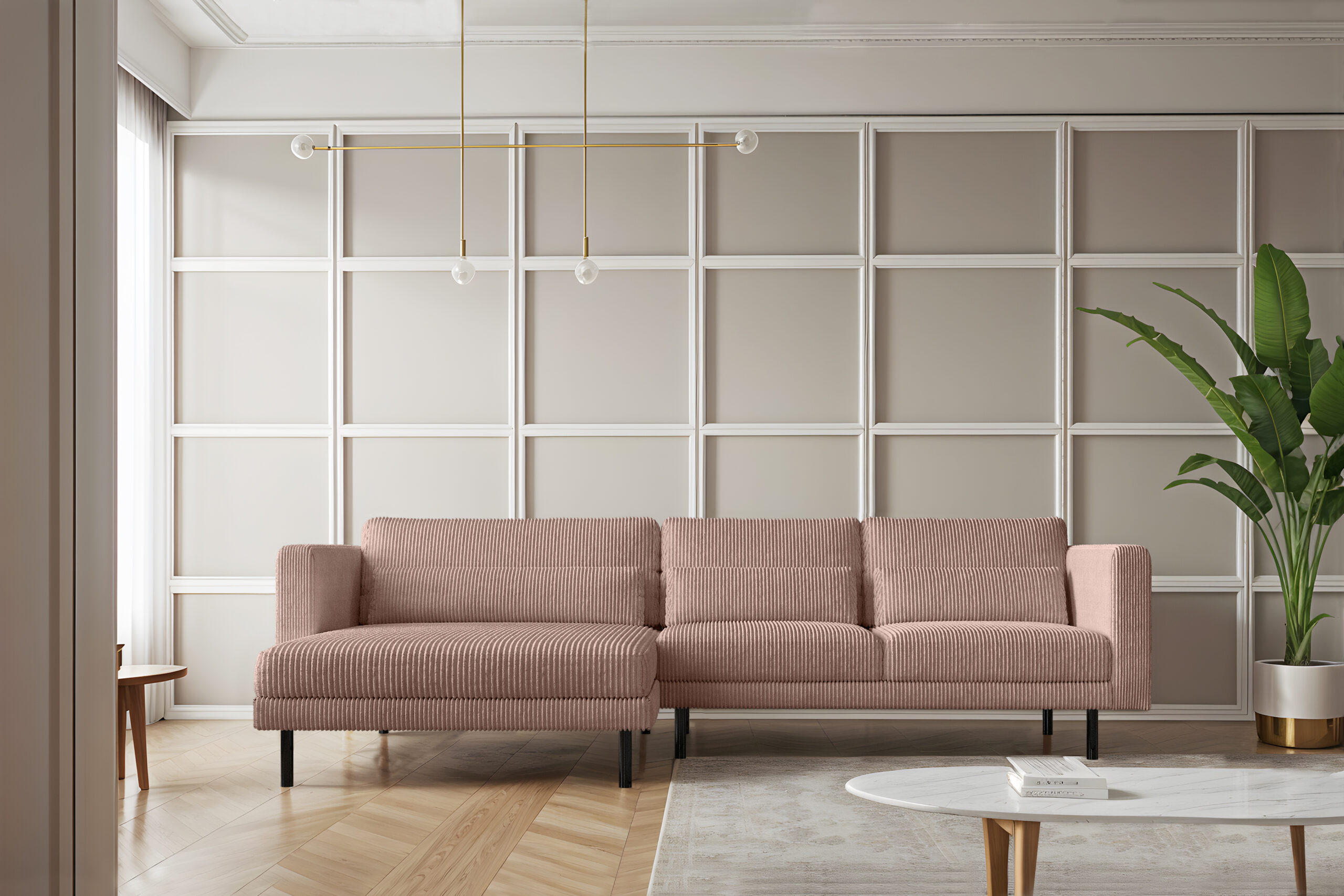 ECKSOFA L-form Dani Stoff Poso Rosa Links - Rosa, Holz (281/174cm) - Kaiser Möbel