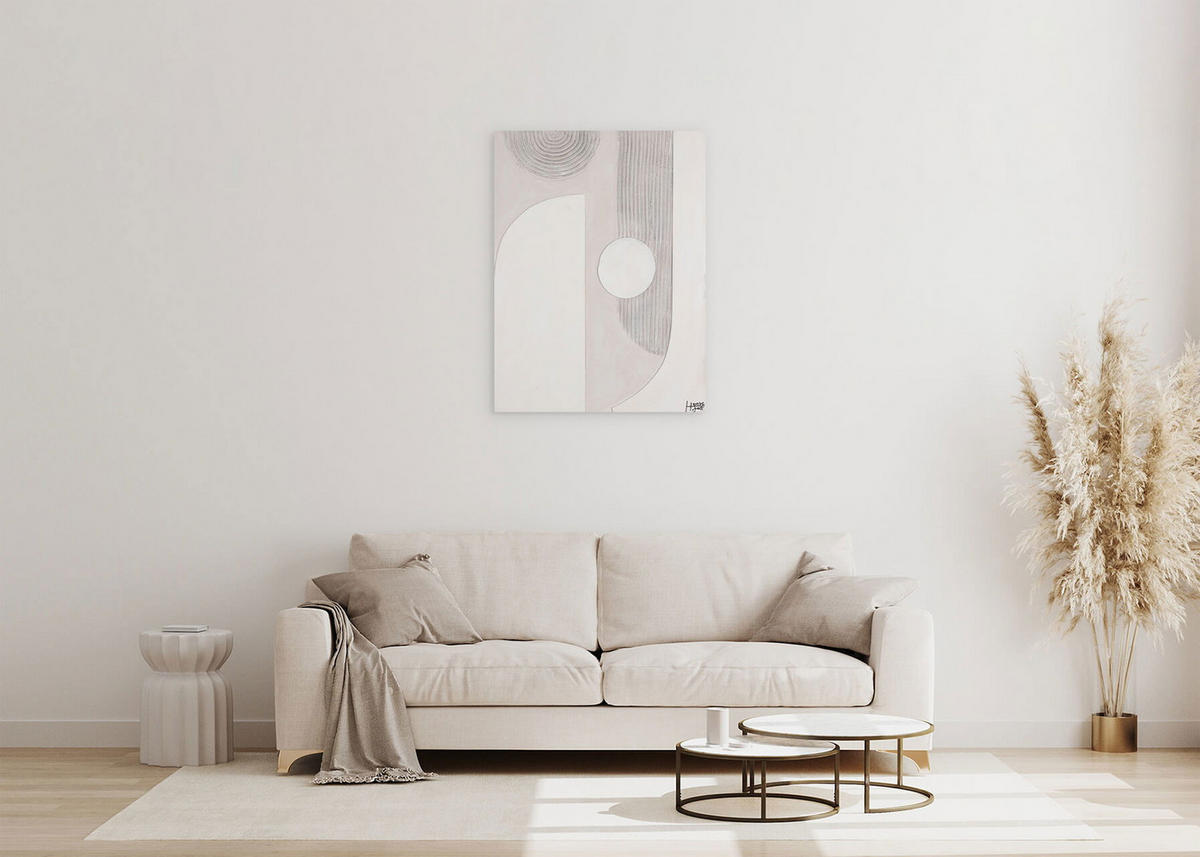 ACRYLBILD HANDGEMALT 75/100 cm - Beige/Weiß, Holz/Textil (75/100cm) - KUNSTLOFT