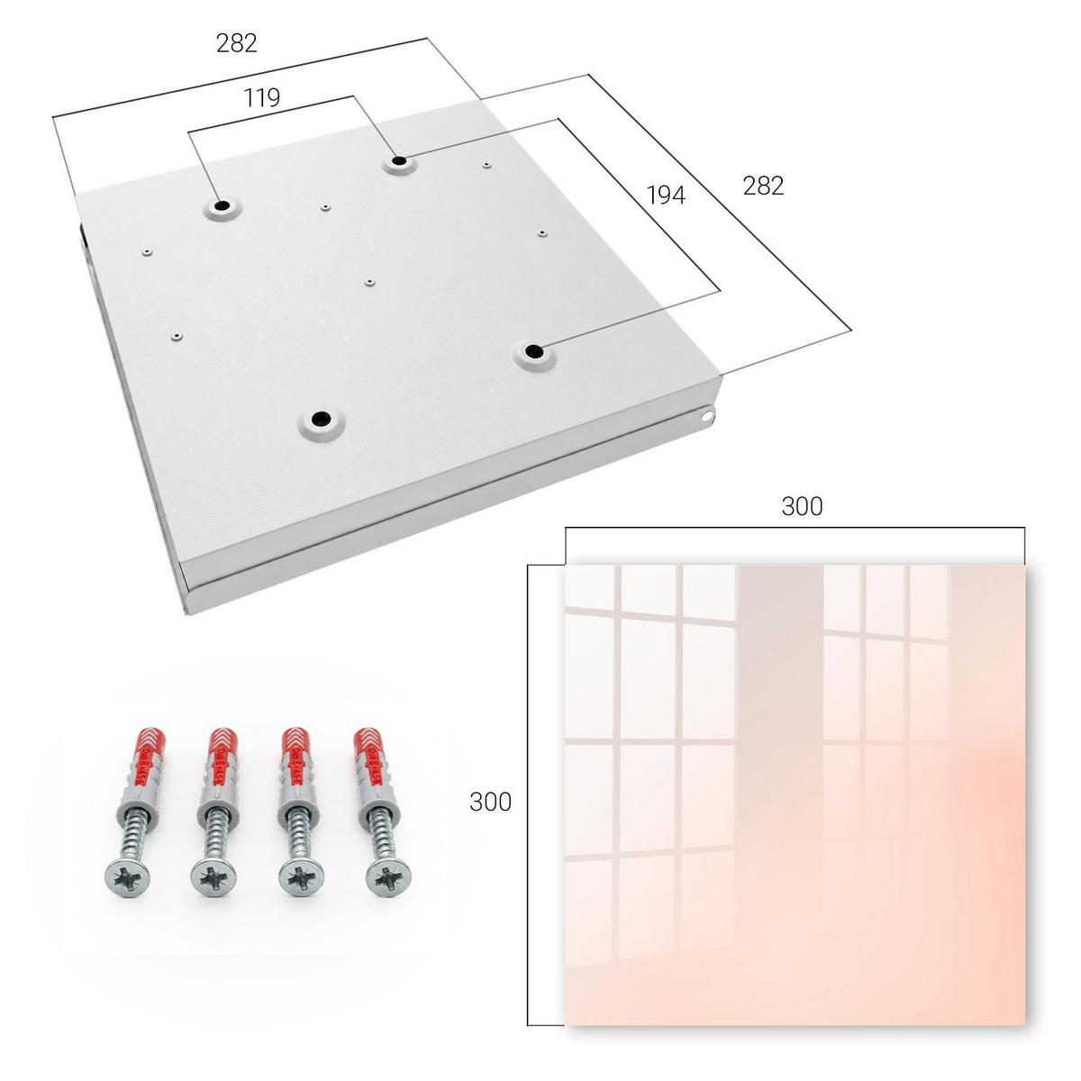 SCHLÜSSELBOX Weiß 30x30 cm – Türöffnung nach rechts - Pastellminimalismus - Creme, Metall (30/30/5cm) - TULUP