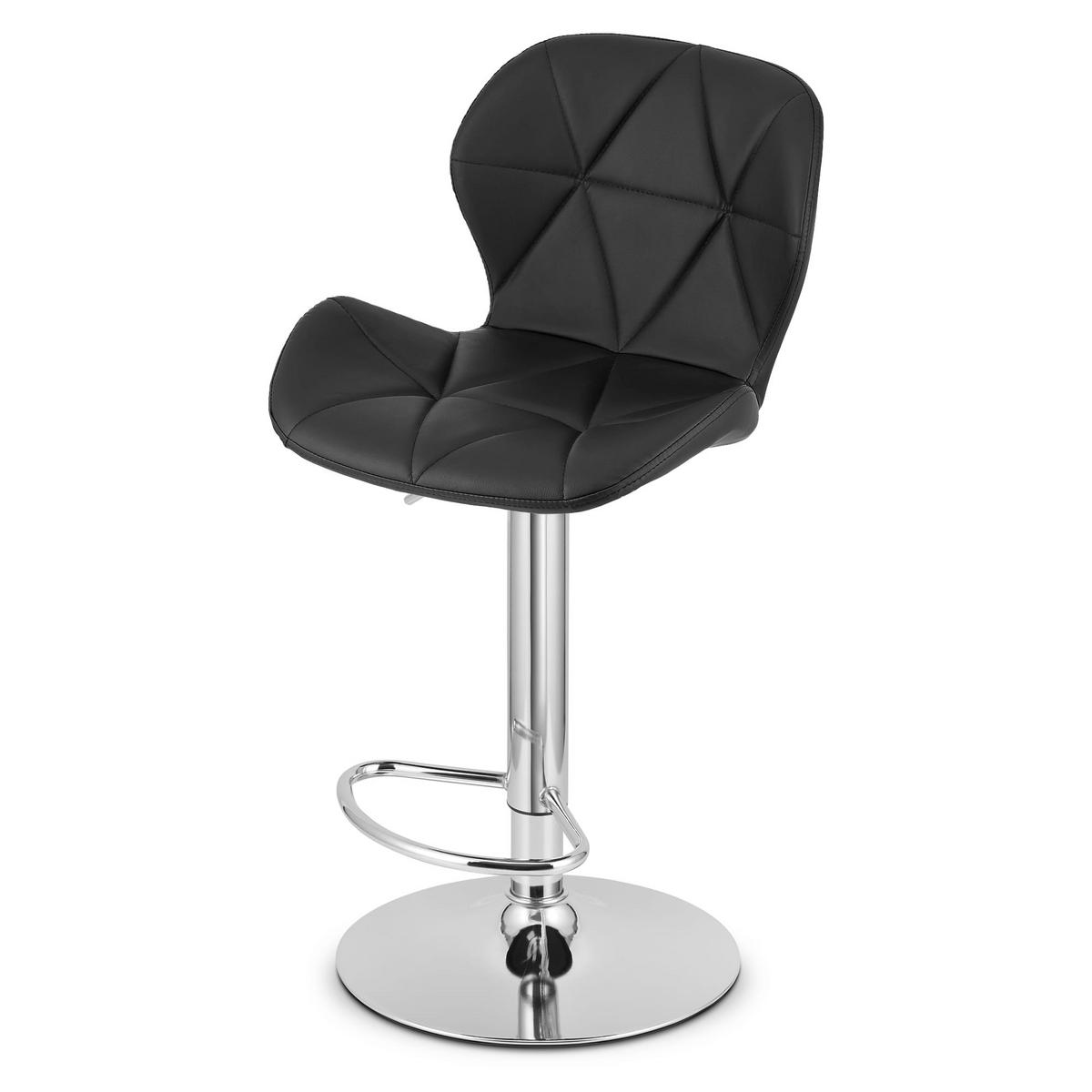 BARHOCKER WEST ECO schwarzer Sitz, Chrombasis - Schwarz, Leder (46/111/48.5cm) - Valora