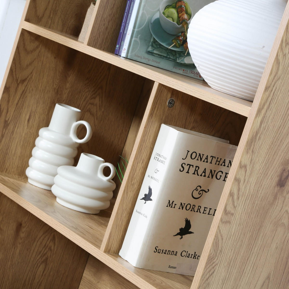 BÜCHERREGAL mit Aufbewahrung 2 Türen aus natürlichem Rattan H175cm - JAYA - Apfelbaumfarben, Holzwerkstoff (35/175/80cm) - Calicosy