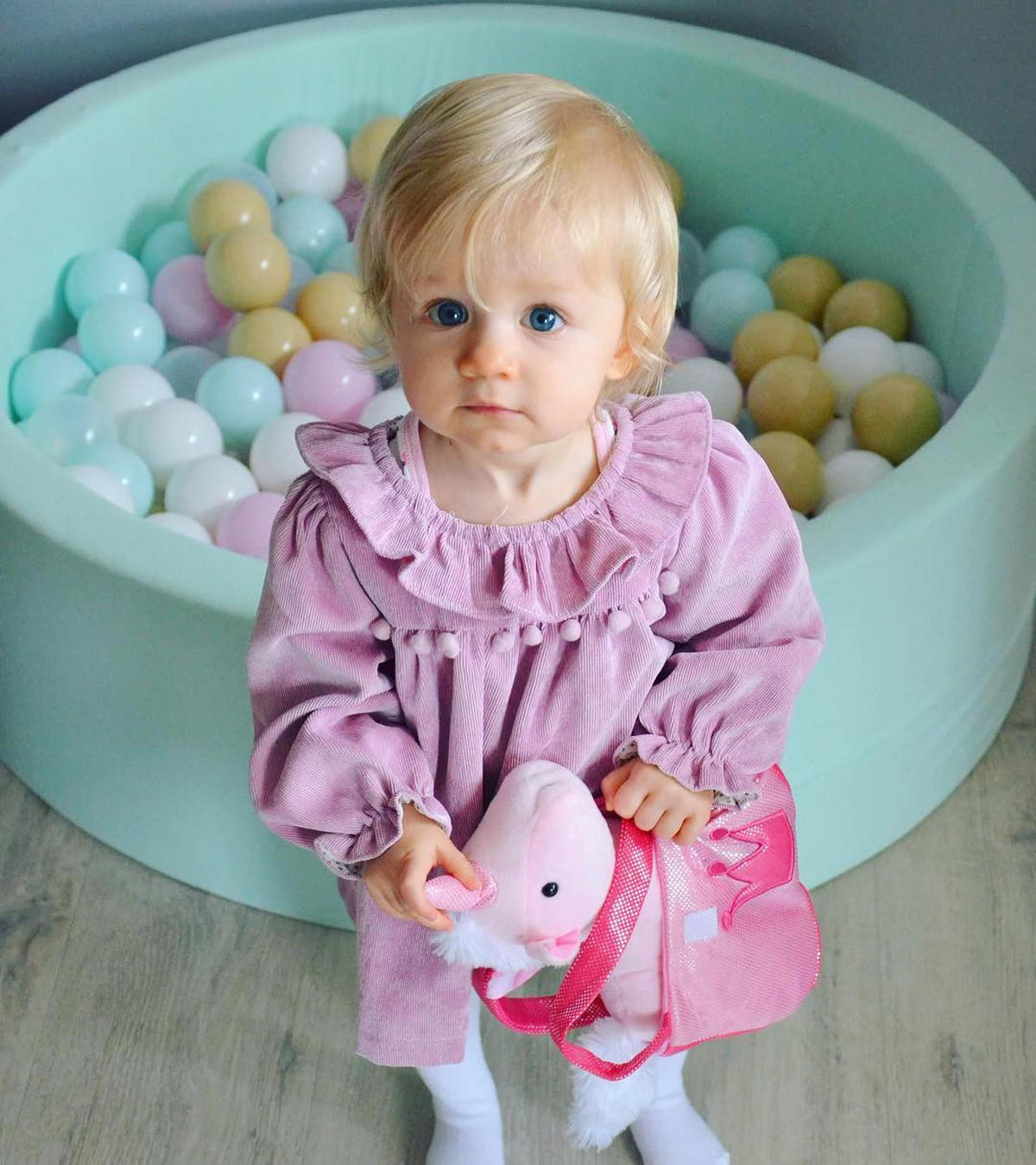 BÄLLEBAD für Kinder, Cotton, Minze - Mintgrün, Textil (90/90/40cm) - MeowBaby
