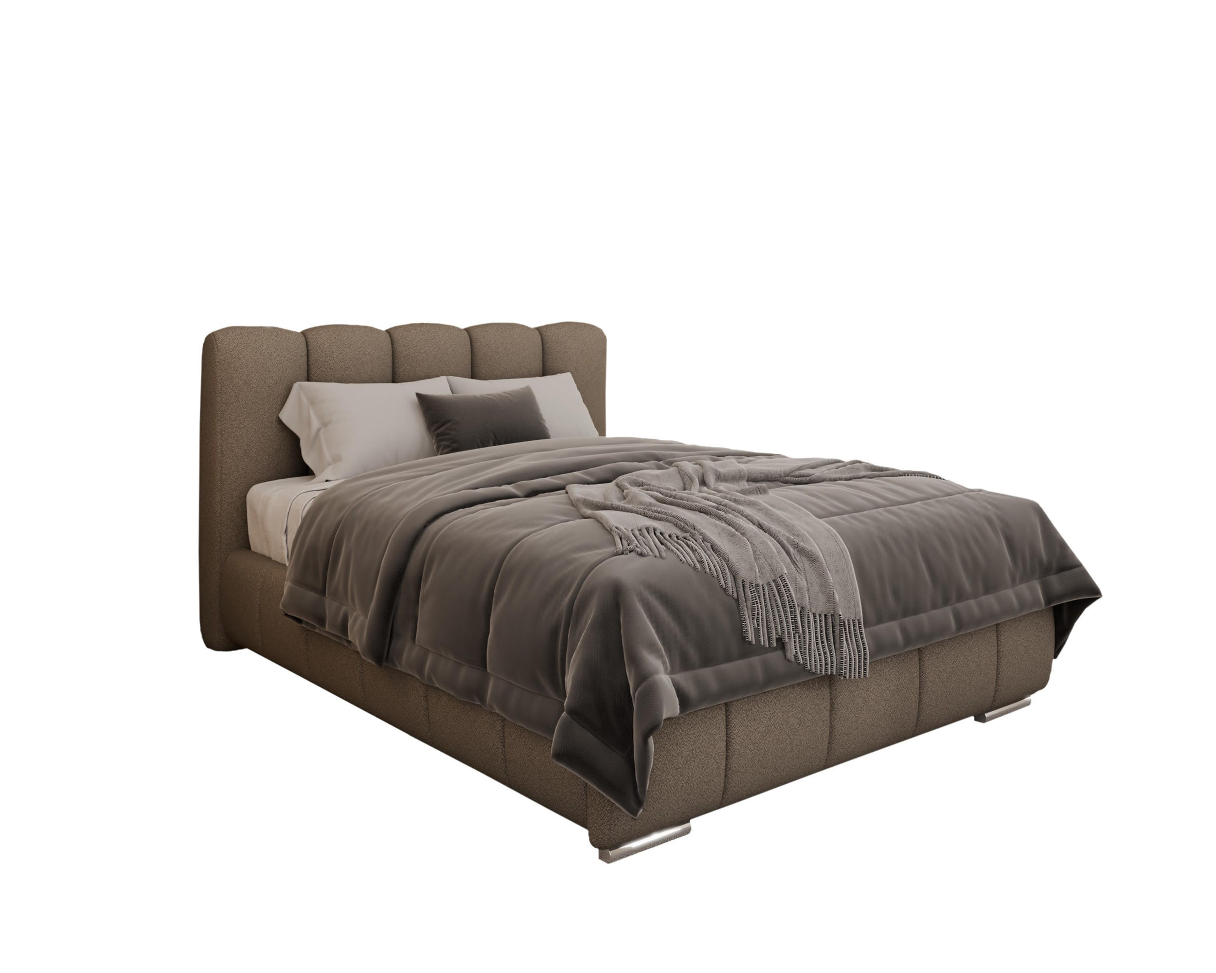 POLSTERBETT Zaira 140x200cm – Elegantes Polsterbett für modernen Wohnstil , ohne matratze, braun - Braun, Holz (100/200cm) - Homesy
