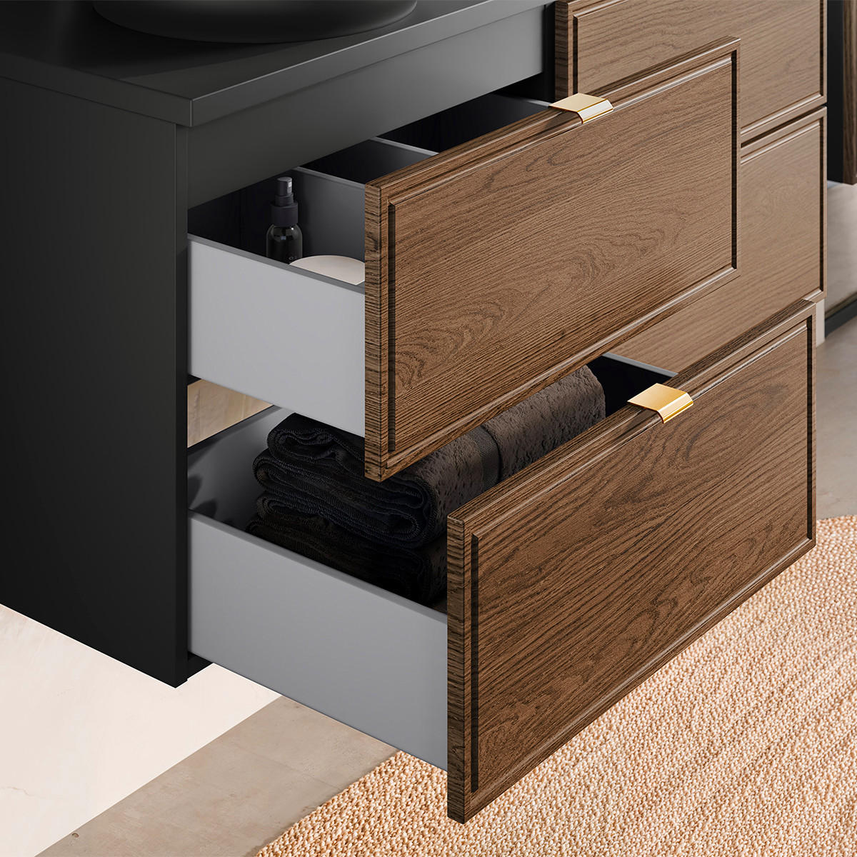 WASCHTISCHUNTERSCHRANK 120.2cm Elena Holz und Schwarz - Schwarz, Holzwerkstoff (120.2/52/46cm) - Petits-meubles