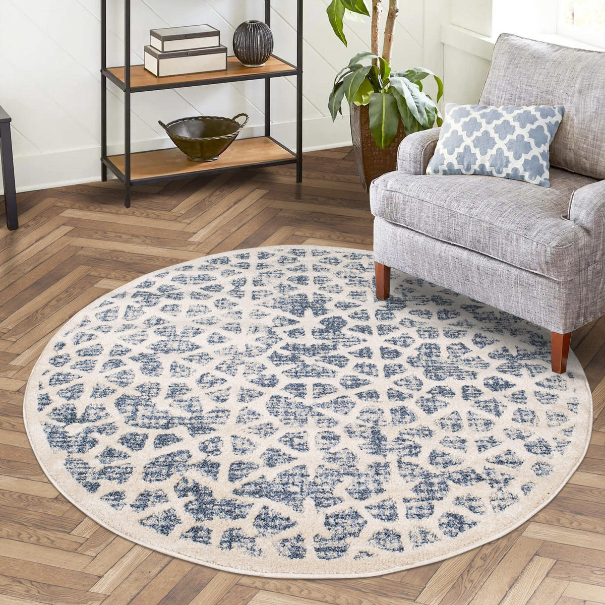 KURZFLOR-TEPPICH Art 1271 Blau 200x200 cm rund - Blau, Textil (200/200cm) - carpet city