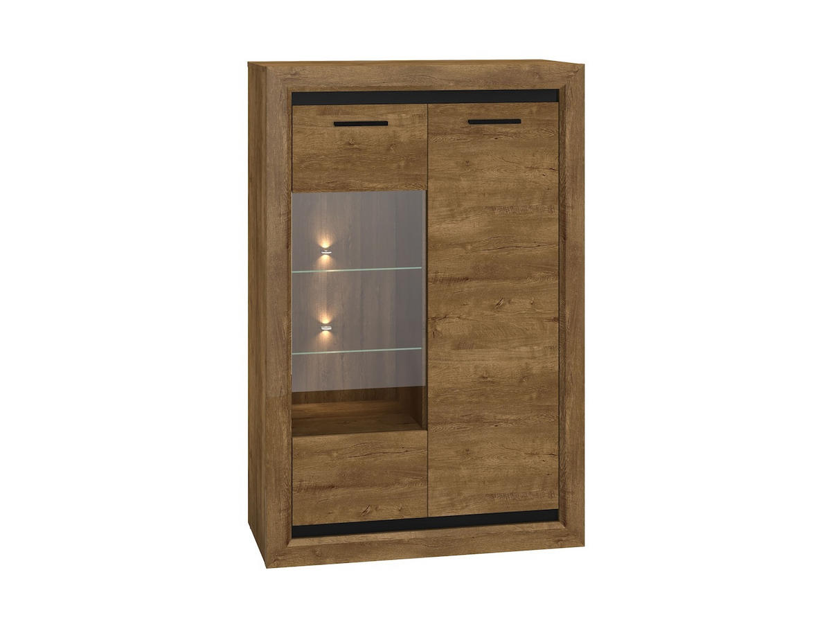 VITRINE Baltica Lefkas Eiche / Schwarz 90 / 43 / 136cm - Eichefarben/Braun, Holz/Holzwerkstoff (90/136/43cm) - Feldmann-Wohnen