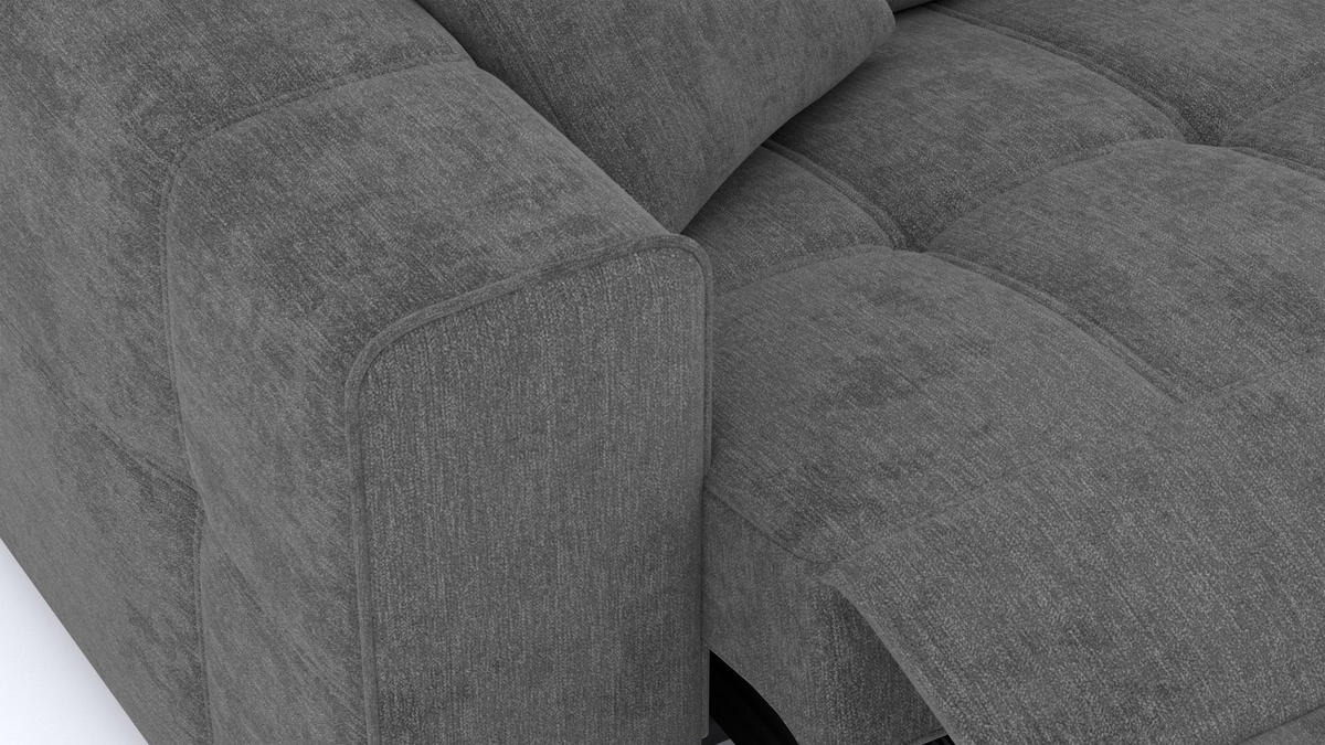 SOFA QUARTZ 3-Sitzer mit 1 Relaxfunktion, dunkelgrau - Dunkelgrau/Silberfarben, Holzwerkstoff/Textil (204/80/102cm) - Courtois Laville