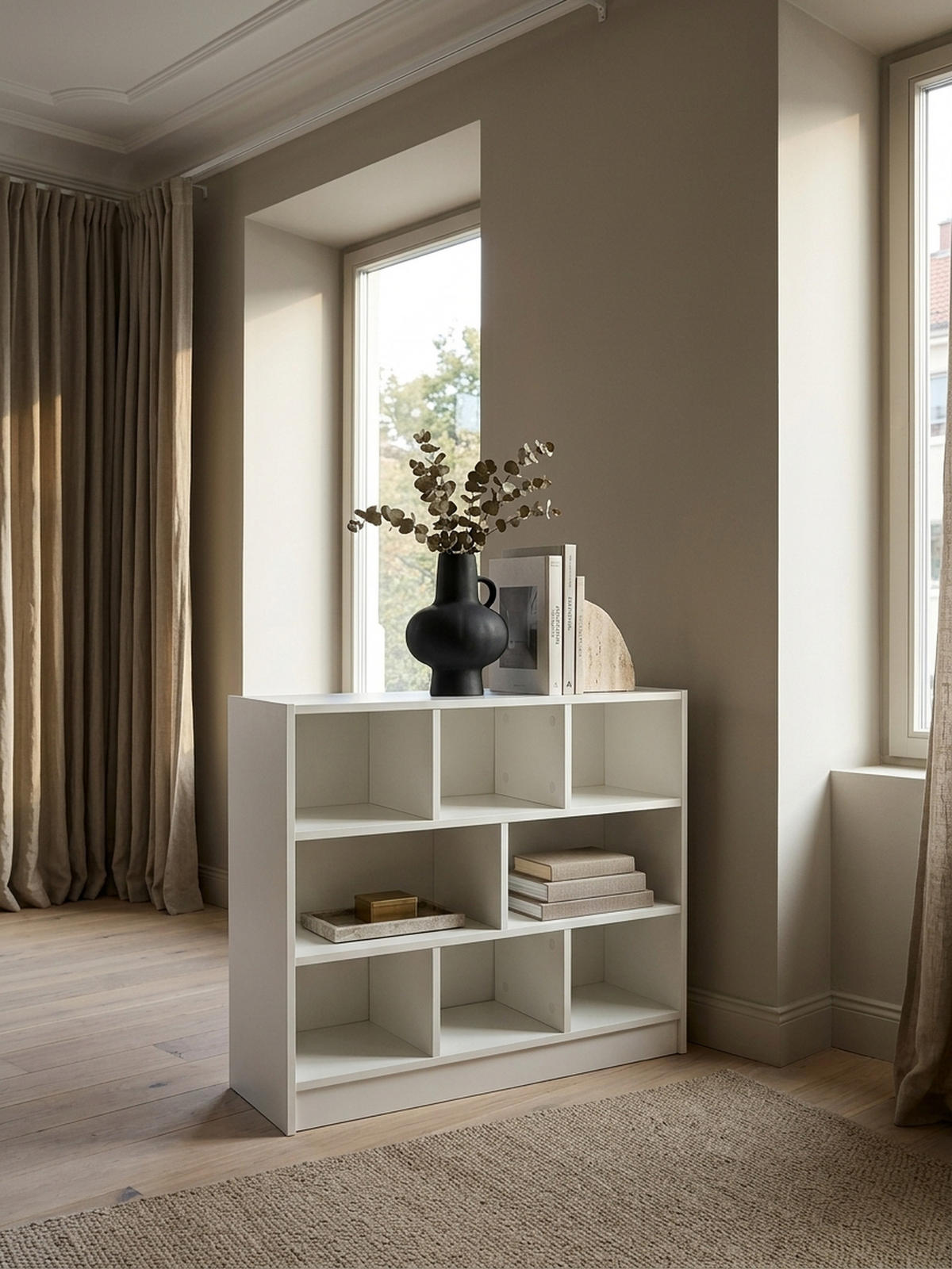 BÜCHERREGAL – Holz, melaminbeschichtet, mit Stauraum, modern - Weiß, Holz (80/69/30cm) - KADIMA DESIGN