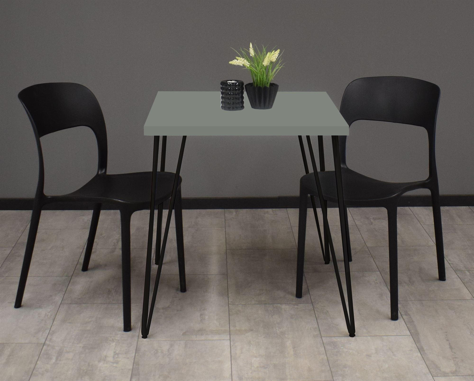 BISTROTISCH Eirena 70x70x75 schwarz matt/Pinie green matt lack - Grün, Metall (70/70/75cm) - 58aufmkessel