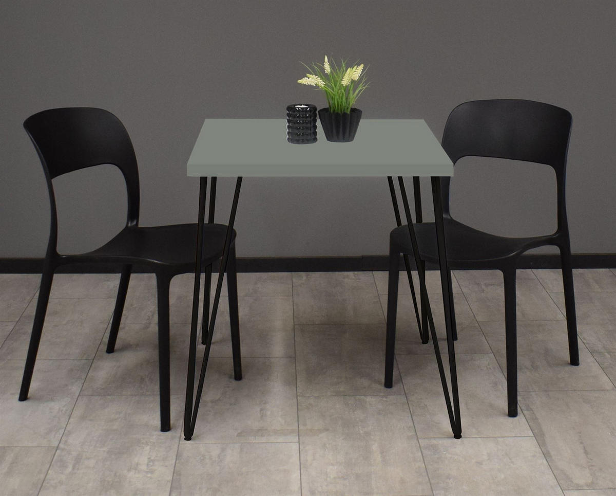 BISTROTISCH Eirena 70x70x75 schwarz matt/Pinie green matt lack - Grün, Metall (70/70/75cm) - 58aufmkessel